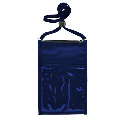 Large Double Pouch Neck Wallet with Lanyard-Navy_Blue | https://www.bestnamebadges.com