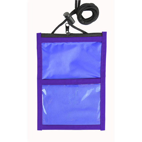 Two Tone Neck Wallet with Adjustable Rope Lanyard-Purple | https://www.bestnamebadges.com