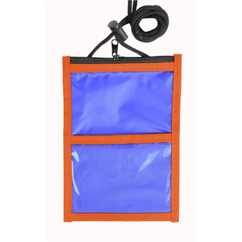 Two Tone Neck Wallet with Adjustable Rope Lanyard-Orange | https://www.bestnamebadges.com