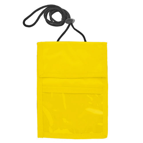 Two Pocket Flap Neck Wallet-Yellow | https://www.bestnamebadges.com