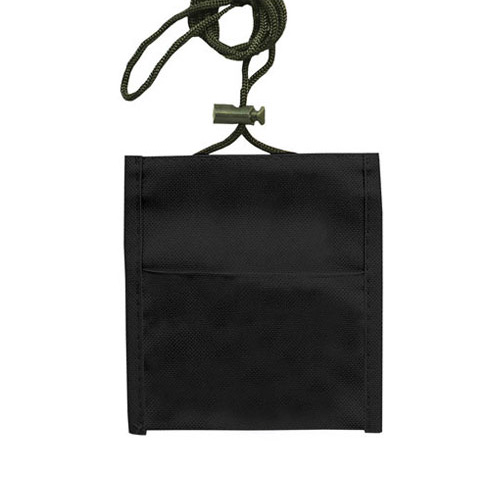 Medium Neck Wallet with Adjustable Cord Lanyard-Black | https://www.bestnamebadges.com