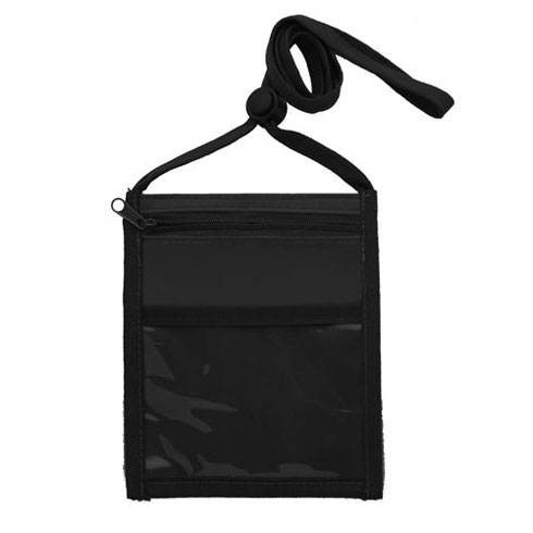 Neck Wallet with Front Zipper Pocket and Adjustable Lanyard-Black | https://www.bestnamebadges.com
