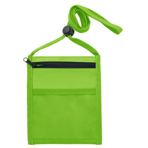 Neck Wallet with Front Zipper Pocket and Adjustable Lanyard-Lime_Green | https://www.bestnamebadges.com