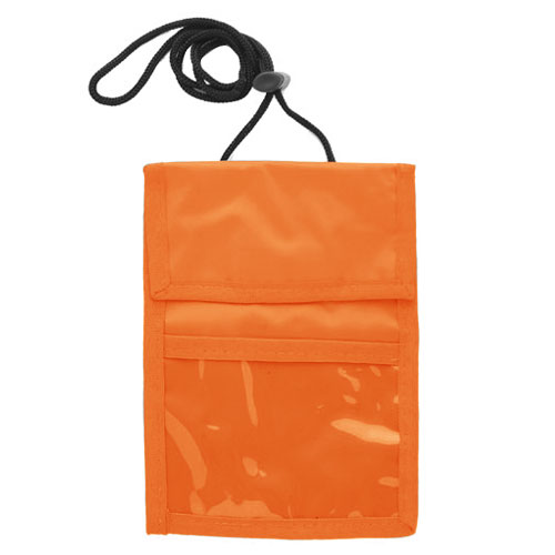 Two Pocket Flap Neck Wallet-Orange | https://www.bestnamebadges.com