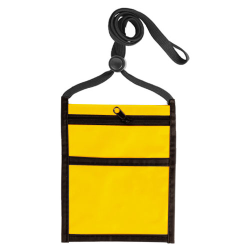 Two Tone Neck Wallet with Front Zipper Pocket and Adjustable Lanyard-Yellow | https://www.bestnamebadges.com