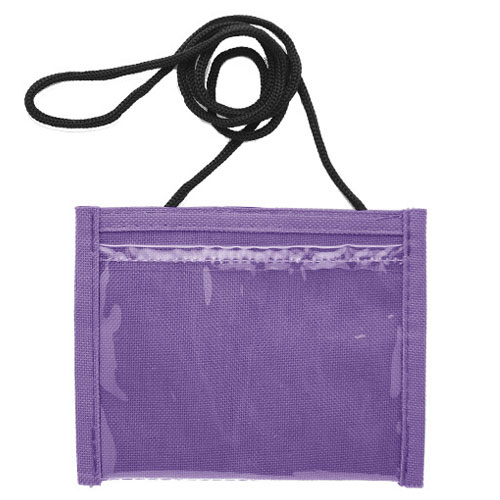 Small Economy Neck Pouch with Cord Lanyard-Purple | https://www.bestnamebadges.com