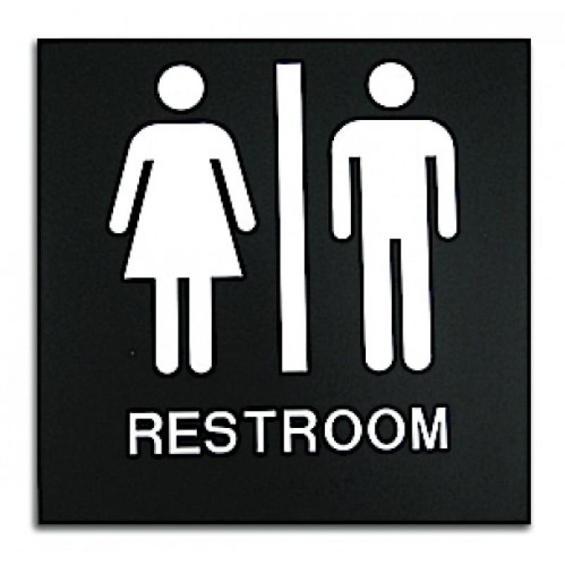 Primo Unisex Restroom ADA Black Sign | https://www.bestnamebadges.com