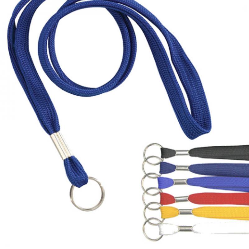 Flat Blank Lanyards 3/8 Cotton with Key Ring - Best Name Badges