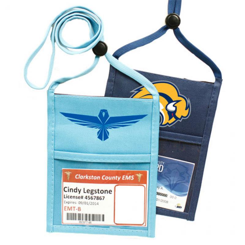 Premium Double Window Neck Pouch with Lanyard | https://www.bestnamebadges.com