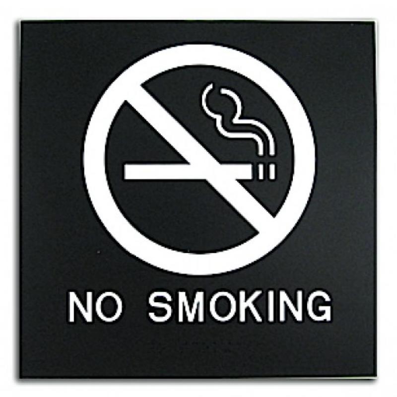 Primo No Smoking Black ADA Braille Sign | https://www.bestnamebadges.com