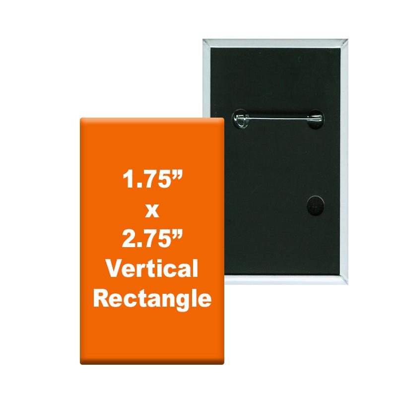 Vertical Rectangle Pin Button | https://www.bestnamebadges.com