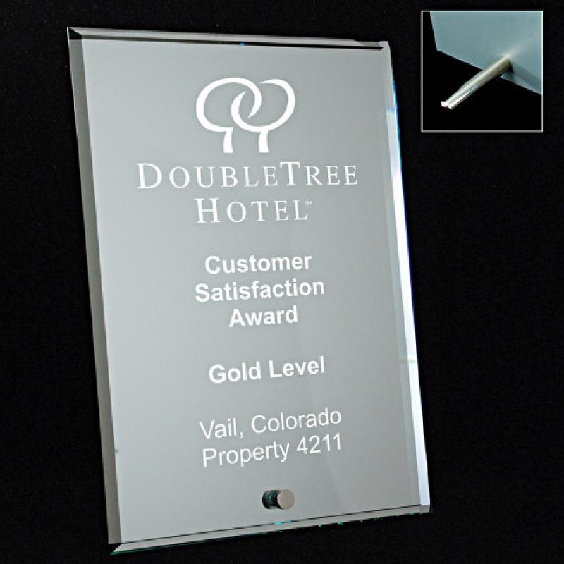 Glass Mirror Plaque with Stand | https://www.bestnamebadges.com