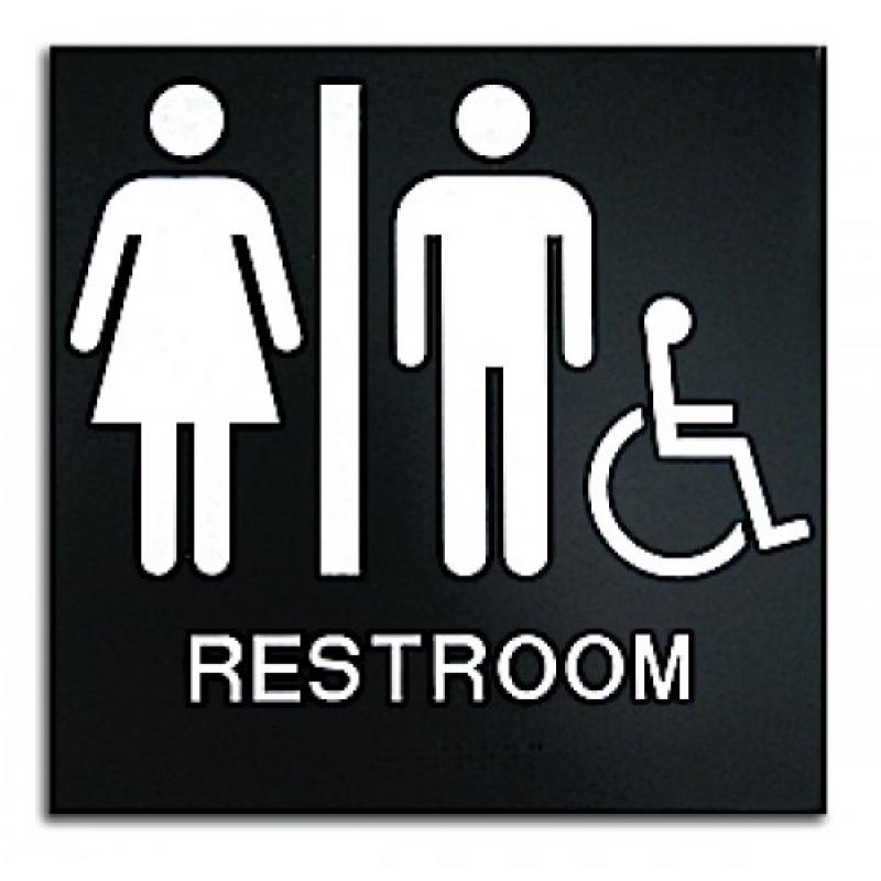 Primo Black Unisex Handicap Accessible ADA Restroom Sign | https://www.bestnamebadges.com