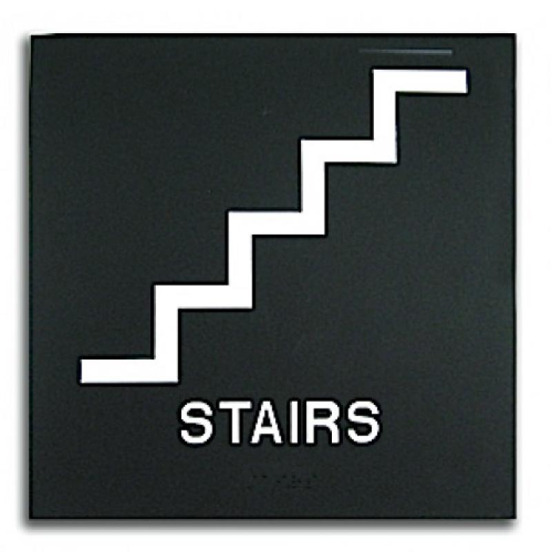 Primo Stairs Black ADA Sign with Braille | https://www.bestnamebadges.com