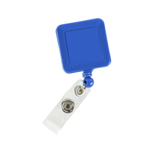 Square Badge Reel with Logo and Bulldog Clip-Royal_Blue | https://www.bestnamebadges.com