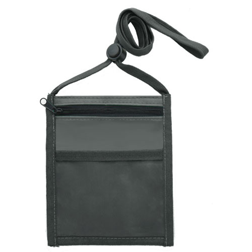 Neck Wallet with Front Zipper Pocket and Adjustable Lanyard-Dark_Gray | https://www.bestnamebadges.com
